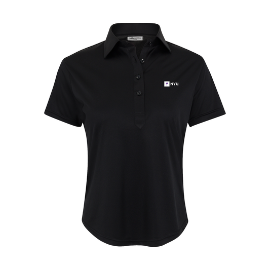 New York University Women's Cap Sleeve Semi Spread Polo Black
