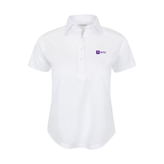 New York University Women's Cap Sleeve Semi Spread Polo White
